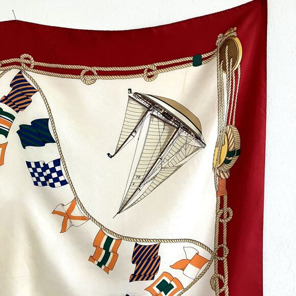 BURBERRY'S SCARF 100% Silk Made in Italy Nautical Sailboat Sailing 34.5"… - Picture 2 of 8